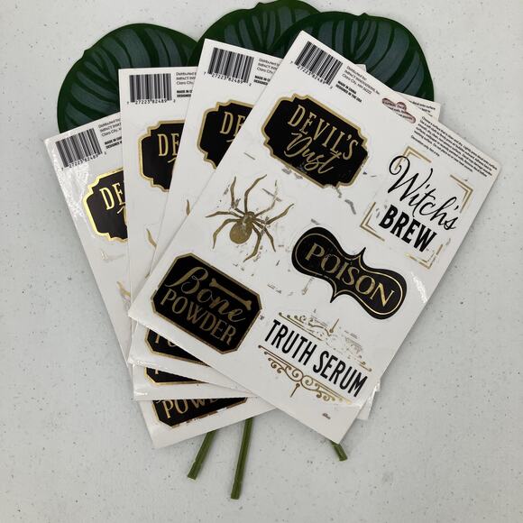 Impact Innovations Black Gold Halloween Label Removable Peel Stick Decal Sticker - Picture 3 of 8